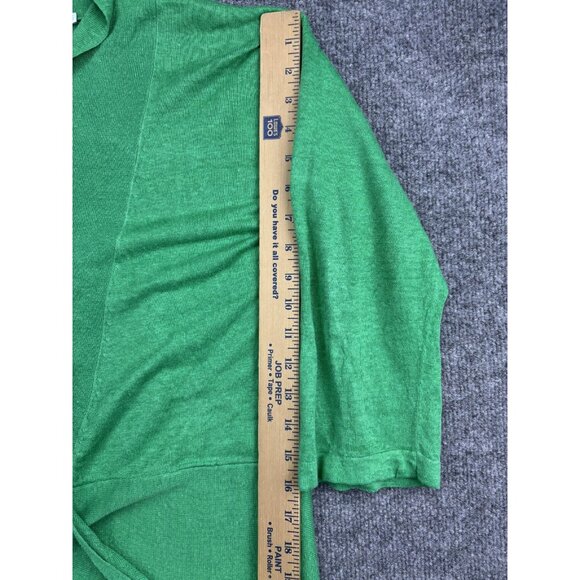Boden Sweater Womens US 6 Green Linen Wrap Cardigan 3/4 Sleeve Belted Tie Waist - Picture 5 of 8